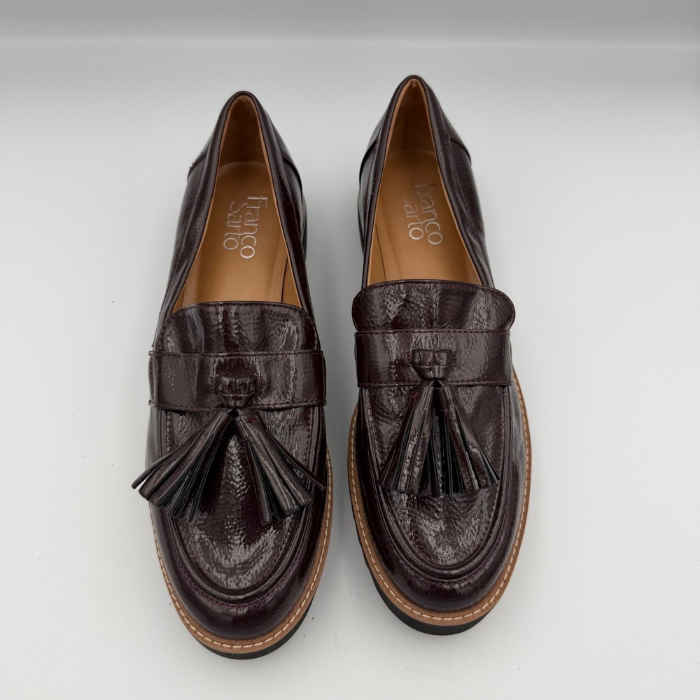 Franco Sarto Carolynn Loafers Womens 8 Burgundy Excellent Faux Leather